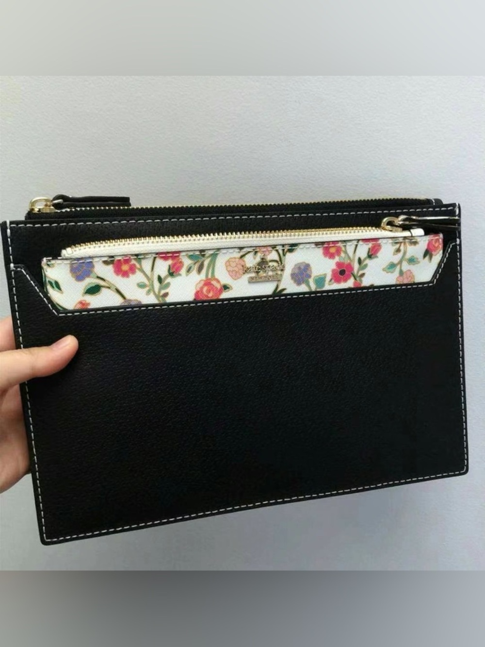 kate spade Black Leather Wristlet Double Clutch